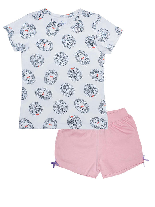 Girls Half Sleeve Tee & Hot Shorts with Back pocket Set