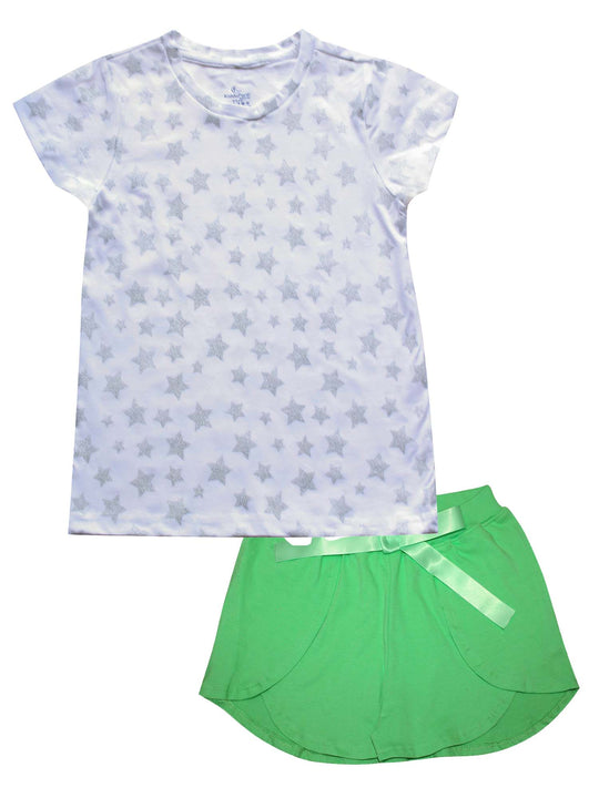 Girls Half Sleeve Tee & Hot Shorts with Back pocket Set