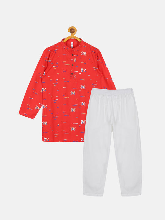 Boys Printed Kurta Pyjama Set