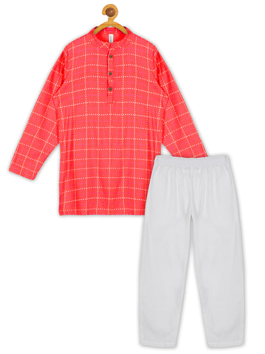 Boys Basic Printed Kurta Pyjama Set
