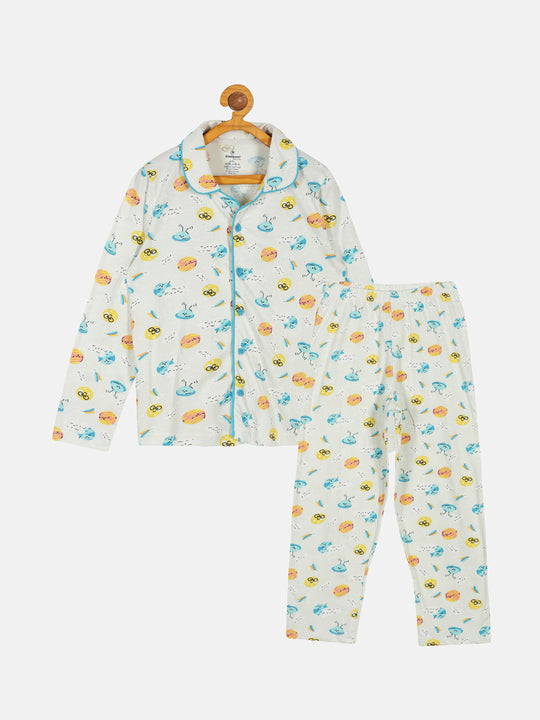 Boys AOP Print Shirt and Pyjama Night Set