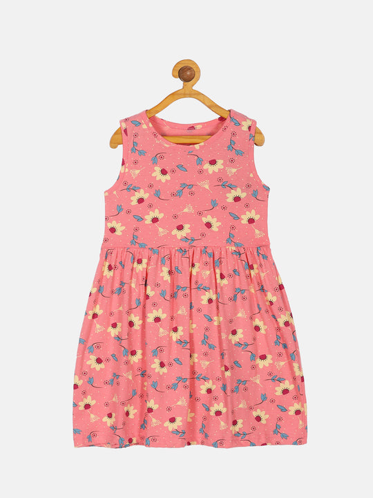 Girls Sleeveless Yoke Gather Dress