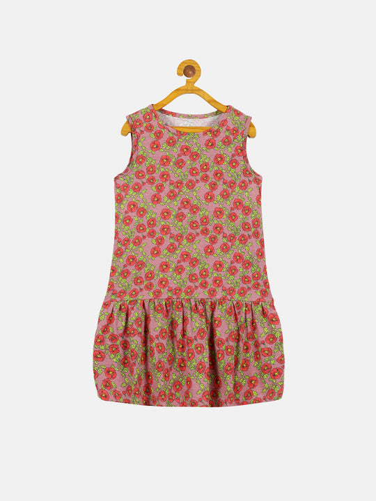 Girls Sleeveless Gathered Bottom Dress