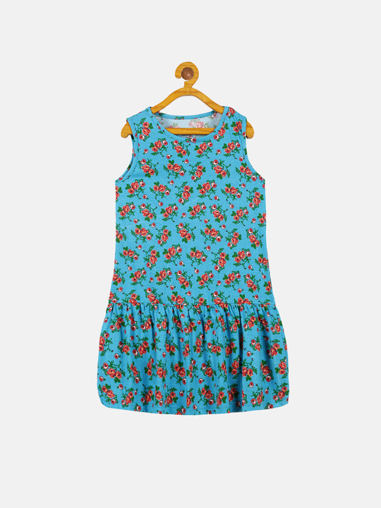 Girls Sleeveless Gathered Bottom Dress