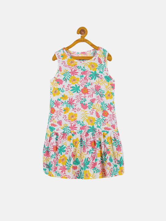 Girls Sleeveless Gathered Bottom Dress