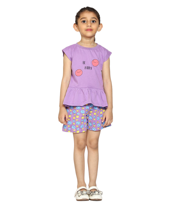 Girls Printed Tee and AOP Shorts Set