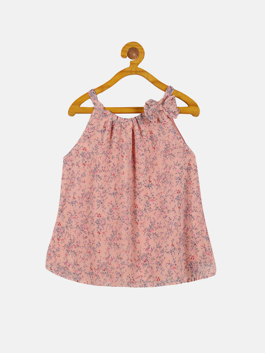 Girls Halter Neck Strap Top With Bow