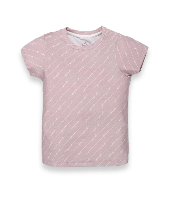 Girls Round Neck Half Sleeve Stripe Printed Tee