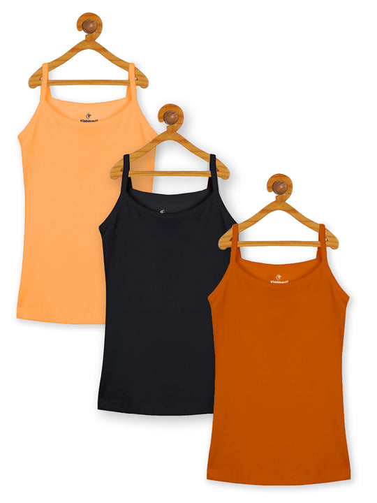 Girls Multi colors Solid Tank Top Pack of 3